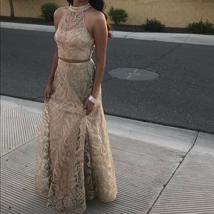 Gold two piece prom dress. Size 4